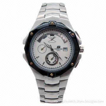 Wristwatch with Alloy Case and Stainless Steel Strap, Japan Movement, Big Men Face, Classical Style